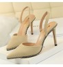 Rivet Pointed Toe Sandals Stiletto High-Heeled Hollow Designer Heels Trendy Womens Rivet Shoes