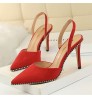 Rivet Pointed Toe Sandals Stiletto High-Heeled Hollow Designer Heels Trendy Womens Rivet Shoes