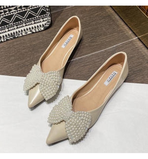 Women's flat sexy pearl women's shoes formal dress dating comfortable ladies casual shoes