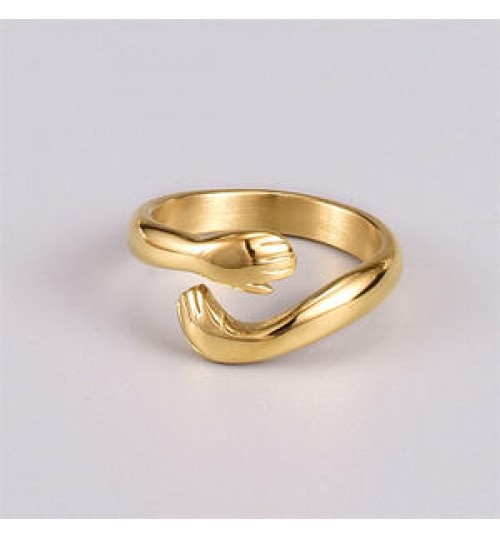 China Factory Wholesale Original Titanium Steel Plated 18K Gold Fashion Jewelry Ring