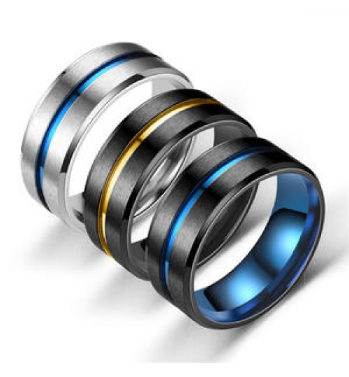 Fashion punk Colorful 316L Stainless Steel Engagement Cheap Titanium Simple Black Ring for Men