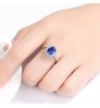 CZCITY Luxurious Blue Topaz Princess Diana Solid 925 Sterling Silver Gemstone Women Engagement Rings