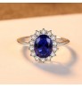 CZCITY Luxurious Blue Topaz Princess Diana Solid 925 Sterling Silver Gemstone Women Engagement Rings