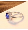 CZCITY Luxurious Blue Topaz Princess Diana Solid 925 Sterling Silver Gemstone Women Engagement Rings