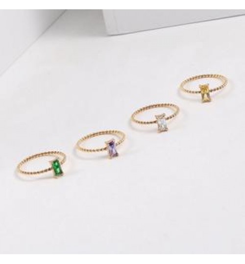 Joolim Jewelry Wholesale 18K Gold Plated Dainty Colorful Zirconia Stainless Steel Ring for Women Trendy 2022 Jewelry