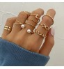 Finetoo Punk Simple Cross Finger Rings For Women Girls Pearl heart Twist Ring Set 2021 Trend Jewelry