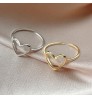 Minimalist Design Dainty S925 Silver Hollow Adjustable Heart Shaped Silver Ring For Women Girls