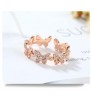 Fashion 18K Real Gold Plated Copper Open Adjusted Ring Fashion Jewelry Butterfly Ring CZ Zircon Rings Women