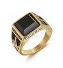 New men's gold ring with black stone vintage bronze mens ring titanium silver 316l stainless steel rings jewelry for mens