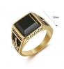 New men's gold ring with black stone vintage bronze mens ring titanium silver 316l stainless steel rings jewelry for mens