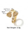 UWIN Full Iced Out Heart Shape Exquisite Opening Rings 18K Gold Plated Rose Gold Hiphop Rapper Jewelry