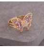 Wholesale Fashion Women Jewelry 18k Gold Butterfly Diamond Ring Rhinestone Adjustable Rings Colorful Crystal Cute Gemstone Rings