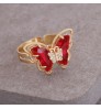 Wholesale Fashion Women Jewelry 18k Gold Butterfly Diamond Ring Rhinestone Adjustable Rings Colorful Crystal Cute Gemstone Rings