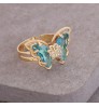 Wholesale Fashion Women Jewelry 18k Gold Butterfly Diamond Ring Rhinestone Adjustable Rings Colorful Crystal Cute Gemstone Rings