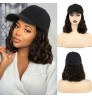 Short Straight Natural Bob Wig Adjustable Baseball Hat Wig With Synthetic Braided Hair Cap Wigs Heat Resistant Hair Extensions