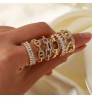 18K Gold Plated Copper Inlaid Zirconium Ring Adjustable Size New Fashion Resizable Rings Jewelry Geometric Zircon Ring Women