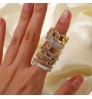 18K Gold Plated Copper Inlaid Zirconium Ring Adjustable Size New Fashion Resizable Rings Jewelry Geometric Zircon Ring Women