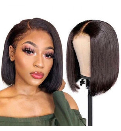 Wholesale Peruvian Bob Human Hair Wig Transparent Glueless Virgin Curly Bob WigsCheap 4*4 Lace Closure Short Bob Wig