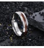 6MM Stainless Steel inlay wood rings Tail Ring for mens Engagement Wedding bands