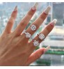 Dylam 2022 Trendy Sparkling 925 Sterling Silver Halo Eternity Band Women Fine Jewelry 5A Cubic Zirconia Heart Wedding Rings