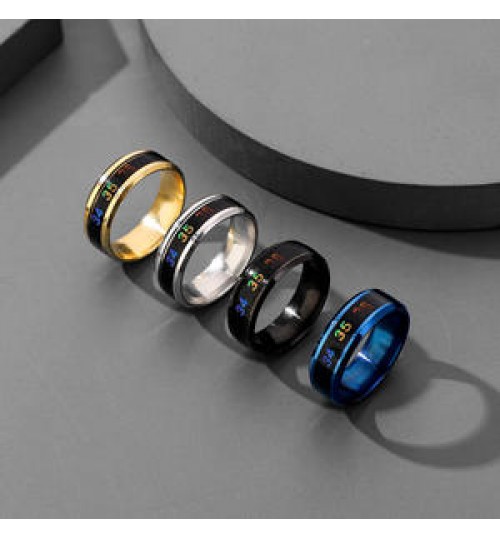 NUORO Fashion Intelligent Changing Temperature Measuring Ring Men And Women Jewelry Stainless Steel Smart Temperature Ring