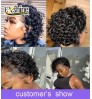 Wholesale Vendors 10A Virgin Cut Short Bob Lace Frontal Pixie Curls Wig, Deep Water Wave Pre Plucked Lace Front Human Hair Wigs