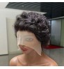 Wholesale Vendors 10A Virgin Cut Short Bob Lace Frontal Pixie Curls Wig, Deep Water Wave Pre Plucked Lace Front Human Hair Wigs