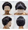 Wholesale Vendors 10A Virgin Cut Short Bob Lace Frontal Pixie Curls Wig, Deep Water Wave Pre Plucked Lace Front Human Hair Wigs