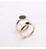 Hot Sale Geometry Thin Ring Shiny Rose Glod Stackable Ring For Women Round Black Titanium steel Ring