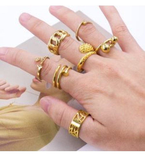 High End 18K Gold Plated Jewelry Trendy Wholesale Tarnish Free Stainless Steel Rings for Women