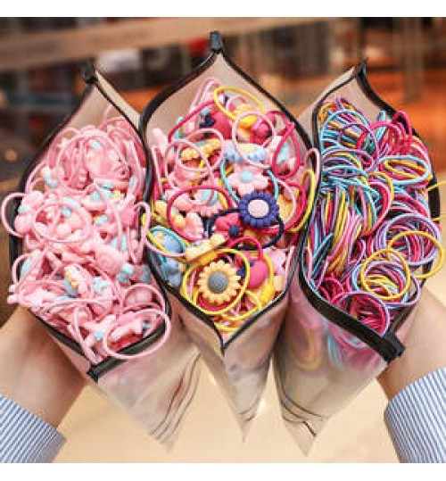 200 Pcs/20pcs Bag Children Cute Candy Color Fancy Rubber Hair Ties Set Girls Hair Accessories Elastic Hair Bands for Kids