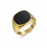 2022 European Enamel Men Signet Ring 18k Gold Plated Stainless Steel Chic Men Ring