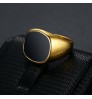 2022 European Enamel Men Signet Ring 18k Gold Plated Stainless Steel Chic Men Ring