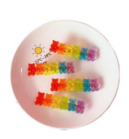 New Fashion Jelly Bear Hairgrip Rainbow Color Hair Pin Accessories Cute Gummy Bear Hair Clips For Kids Women Girls