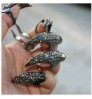 CAT WOMEN Punk Rock Full Rhinestone Crystal Long Large Cat Claw Nail Ring Sharp Paw Talon Finger Rings 3 Sizes Black Gold Color