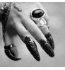 CAT WOMEN Punk Rock Full Rhinestone Crystal Long Large Cat Claw Nail Ring Sharp Paw Talon Finger Rings 3 Sizes Black Gold Color