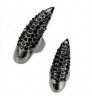 CAT WOMEN Punk Rock Full Rhinestone Crystal Long Large Cat Claw Nail Ring Sharp Paw Talon Finger Rings 3 Sizes Black Gold Color