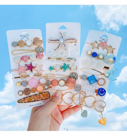 Tracy & Herry Wholesale Fashion Women Rhinestone Hair Clip Pearl Bobby Hairpin Barrette Hair Clip Sets for women girls