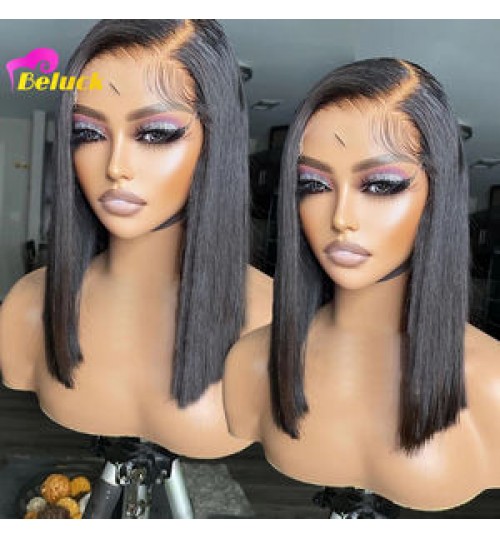 180% Bleached Knots HD Lace Frontal Wig,13x4 Short Wig Brazilian Human Hair Wig,100% Bob Wig Human Hair Lace Front Brazilian