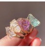 Fashion Wire Wrap Natural Rock Mineral Quartz Stone Women Rings Resizable Healing Amethysts Fluorite Purple Crystal Finger Ring