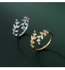 Classic Cute Design 18K Gold Plating 925 Sterling Silver Leaf Adjustable Finger Ring S925 Women