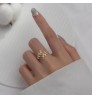 Classic Cute Design 18K Gold Plating 925 Sterling Silver Leaf Adjustable Finger Ring S925 Women