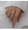 Classic Cute Design 18K Gold Plating 925 Sterling Silver Leaf Adjustable Finger Ring S925 Women