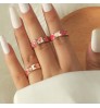 gold plated colorful enamel cute mushroom heart flower shape rings