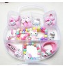 Wholesale lovely Hello Kitty Boutique gift Box Girl baby Acrylic Hair Clip Elastic Hair Bands kids hair accessories Set