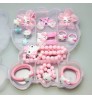 Wholesale lovely Hello Kitty Boutique gift Box Girl baby Acrylic Hair Clip Elastic Hair Bands kids hair accessories Set