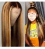 closure straight lace front wig full hd ombre natural coloured human hair wigs bob frontal wigs For Women human hair 30 inch