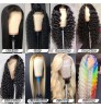 Wholesale 100% Virgin Peruvian Deep Curly Wave Hair HD Swiss Lace Front Wigs , 13x4 13x6 360 Full Lace Frontal Human Hair Wigs