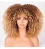 $5 sample Wigs Afro kinky curly ombre blonde wigs with bangs for black women 16 inches heat resistant synthetic wig