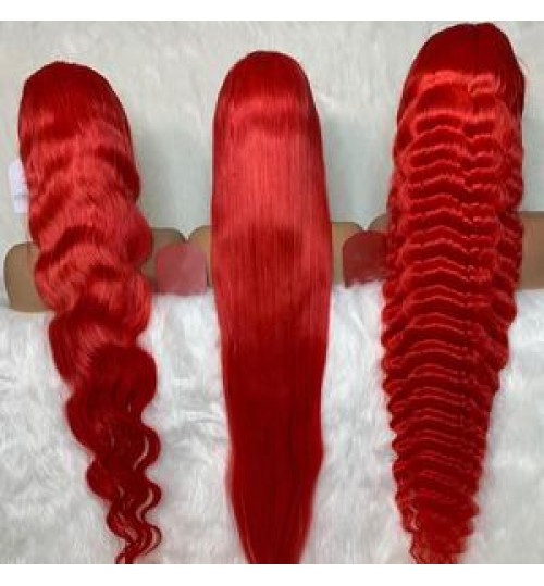 Wholesale Price Red Colored Body Wave Brazilian Human Hair Wigs Pre Plucked 13x6 Lace Front Wig For Women Remy Lace Front Wigs